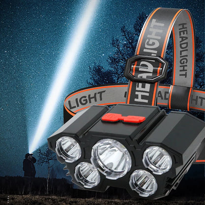 5 LED Headlight Rechargeable 3 Colors