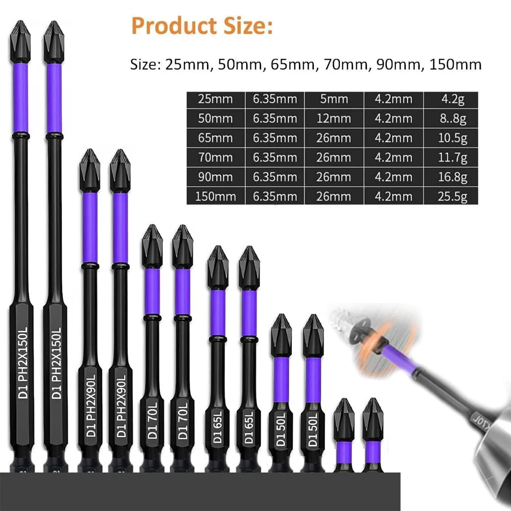 6/12 Pcs Magnetic Screwdriver Bits