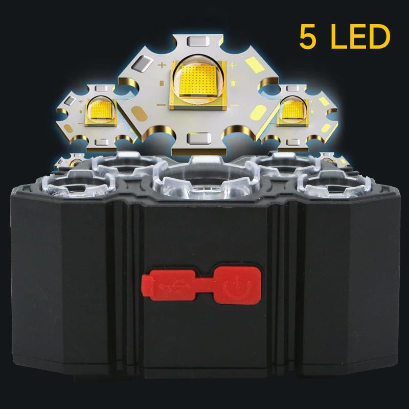 5 LED Headlight Rechargeable 3 Colors